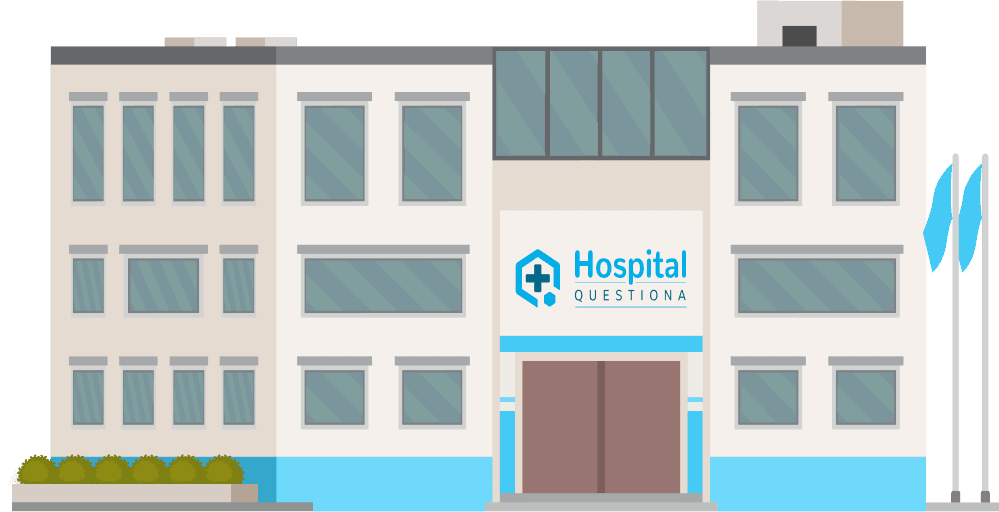 Ilustração do Hospital Questiona em 2D